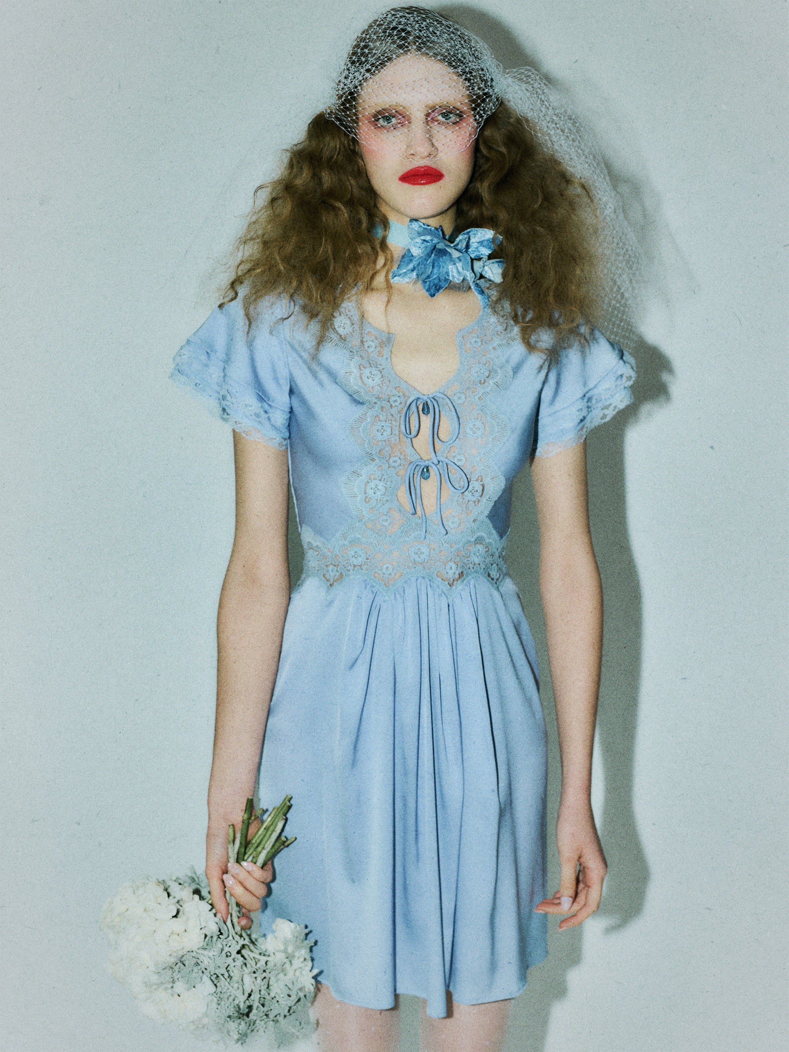 jennie in blue dress Cornflower Silk & Cotton Lace Mini – Alanna Rose London the Jennie Blue Side