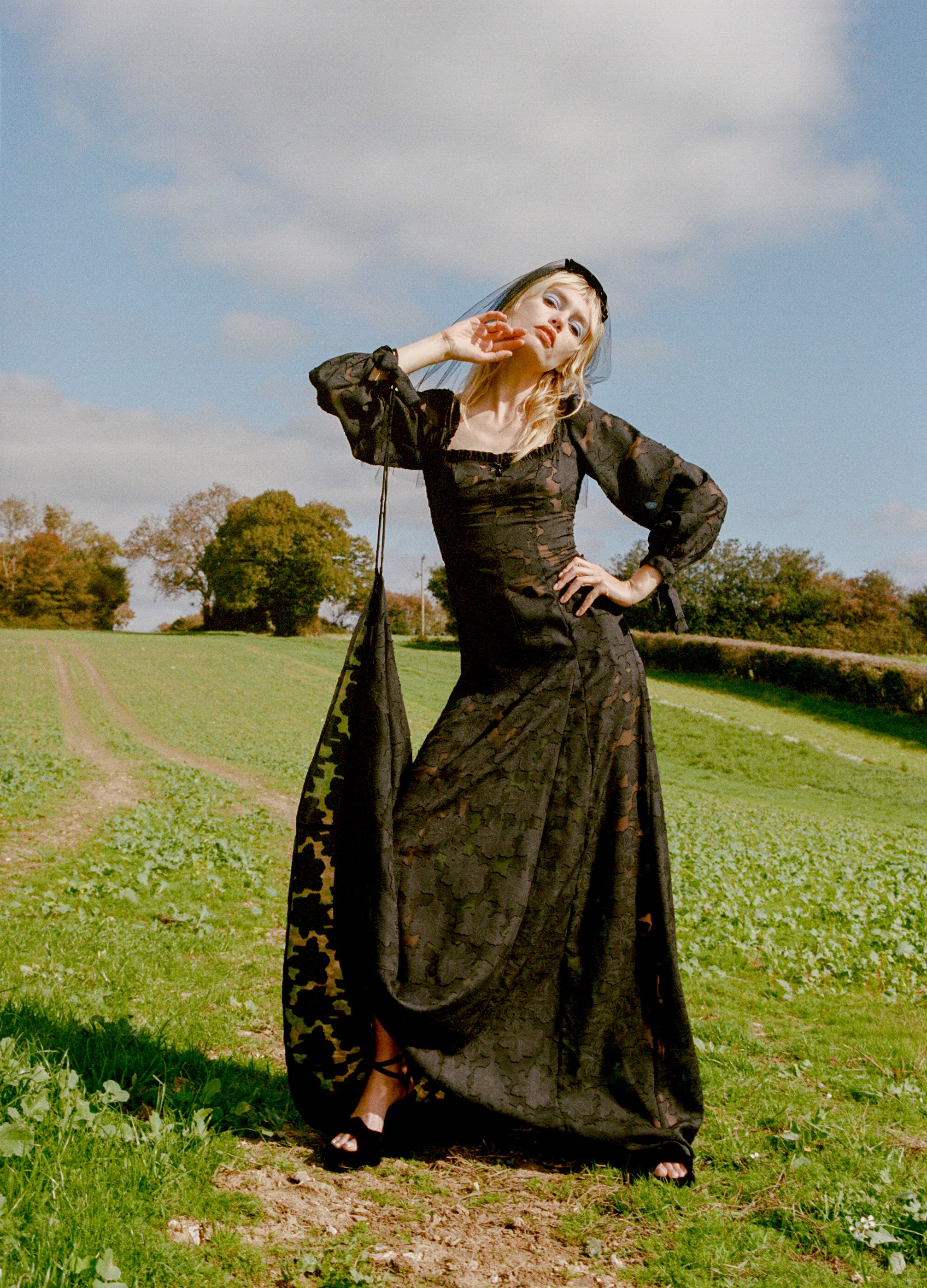 Stevie Black Floral Devoré Maxi Dress