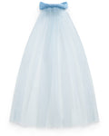 Priscilla Cornflower Blue Silk Satin Bow Veil