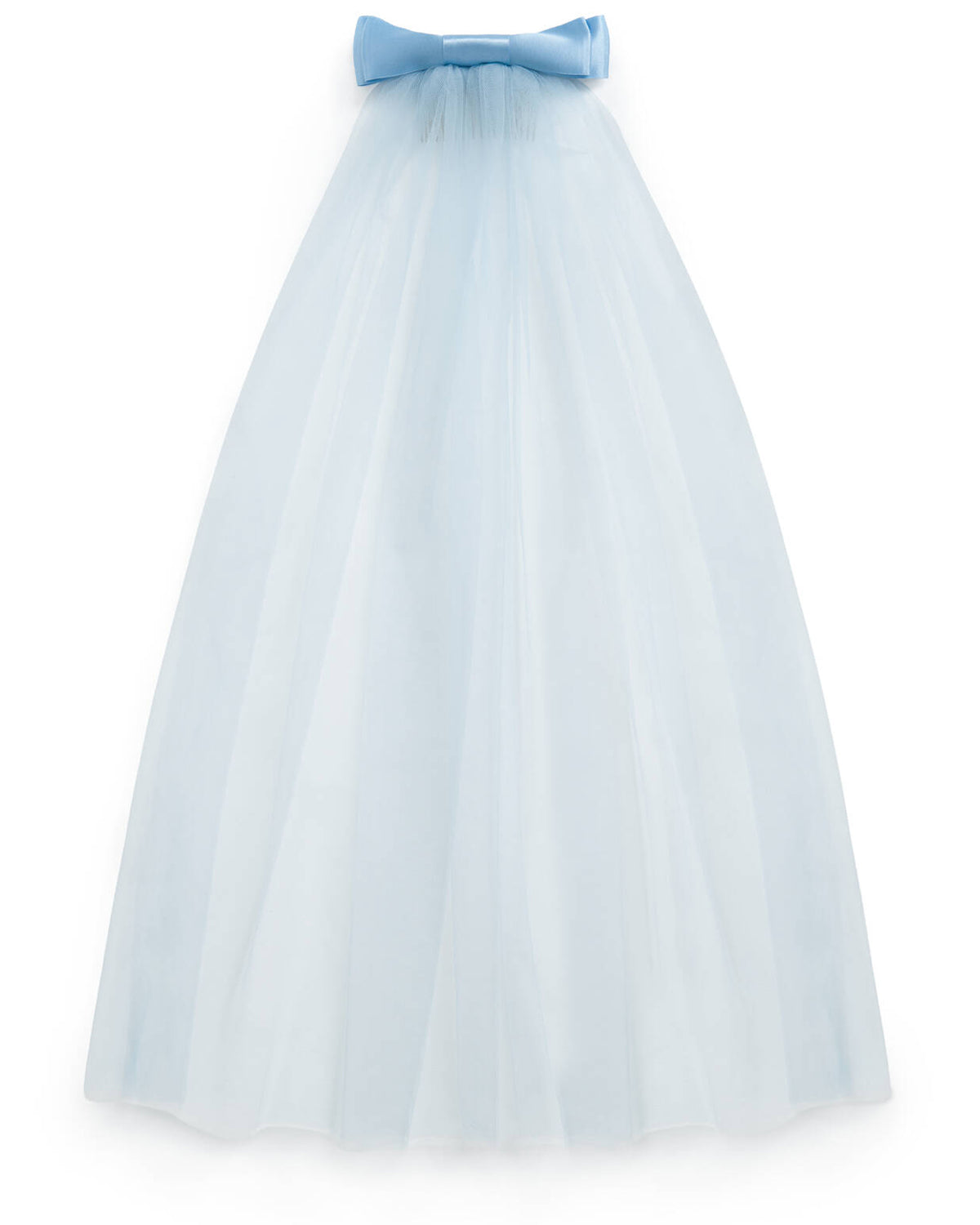 Priscilla Cornflower Blue Silk Satin Bow Veil