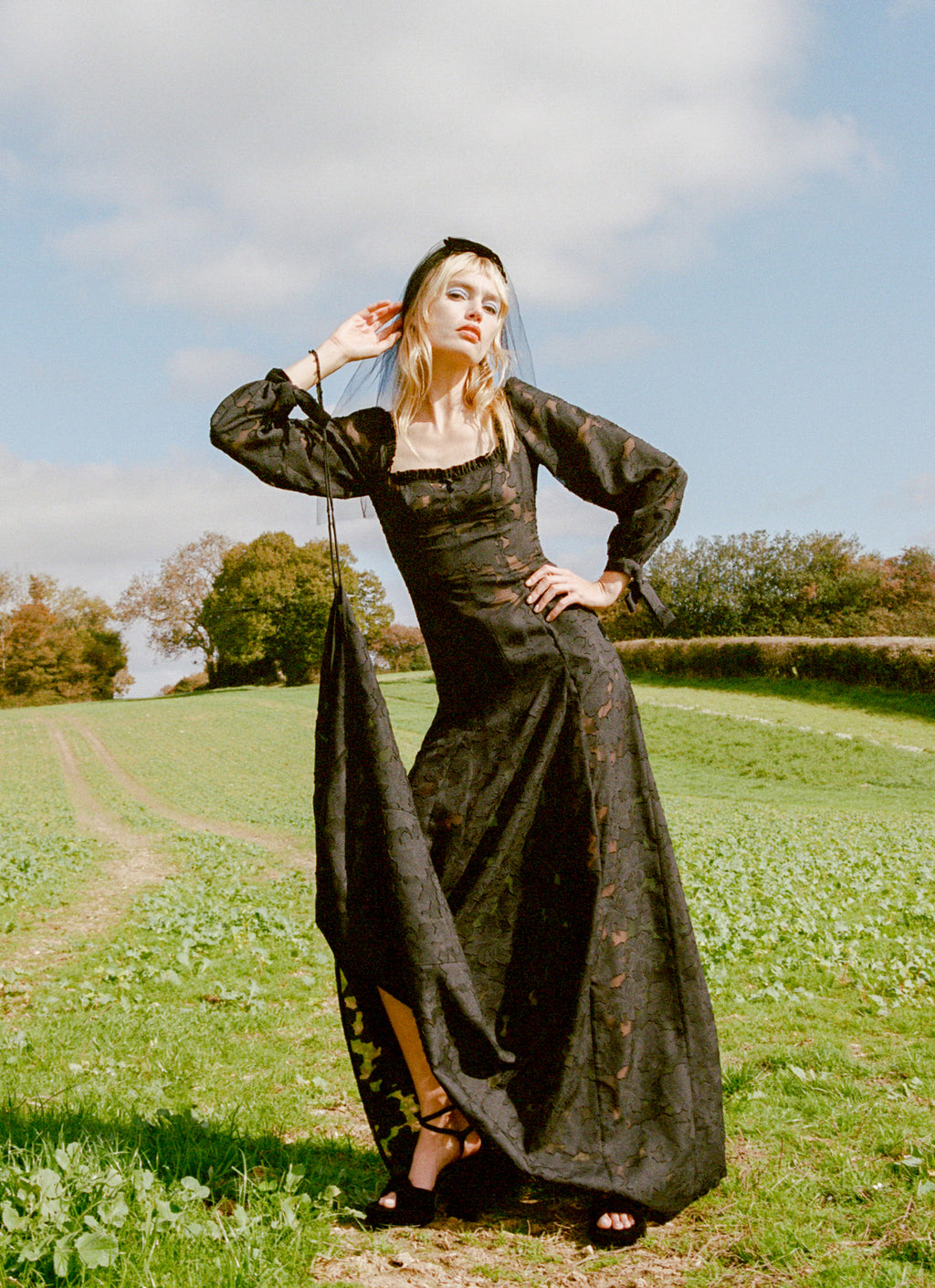 Stevie Black Floral Devoré Maxi Dress