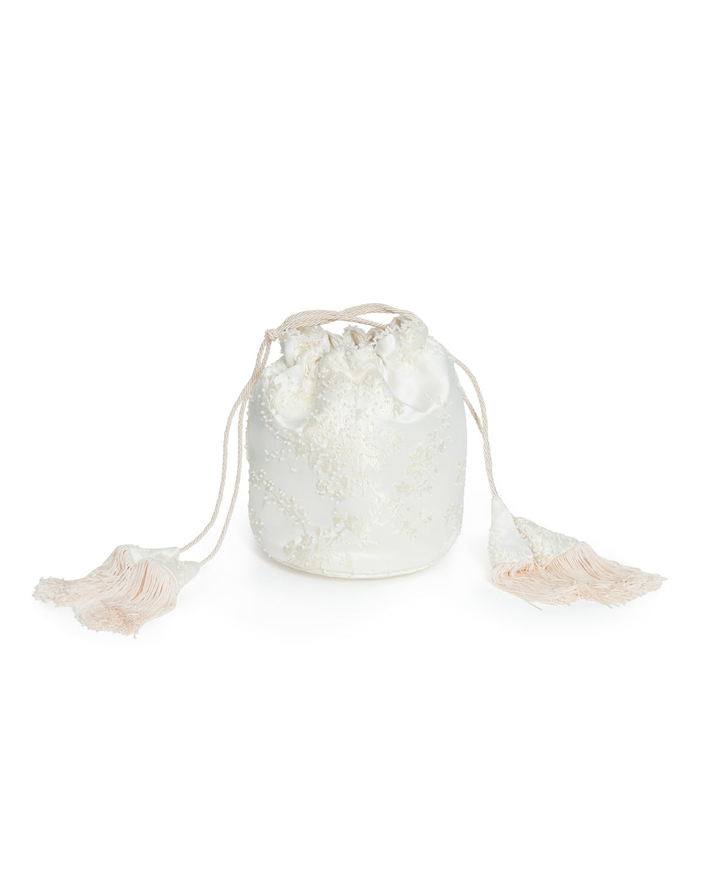 Anemone Ivory Jacquard Drawstring Handbag
