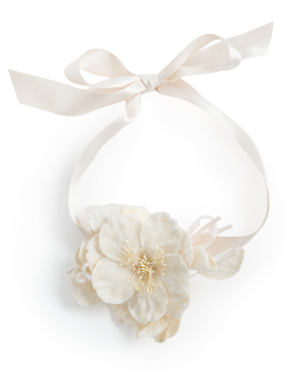 Linda Ivory Velvet Flower Choker