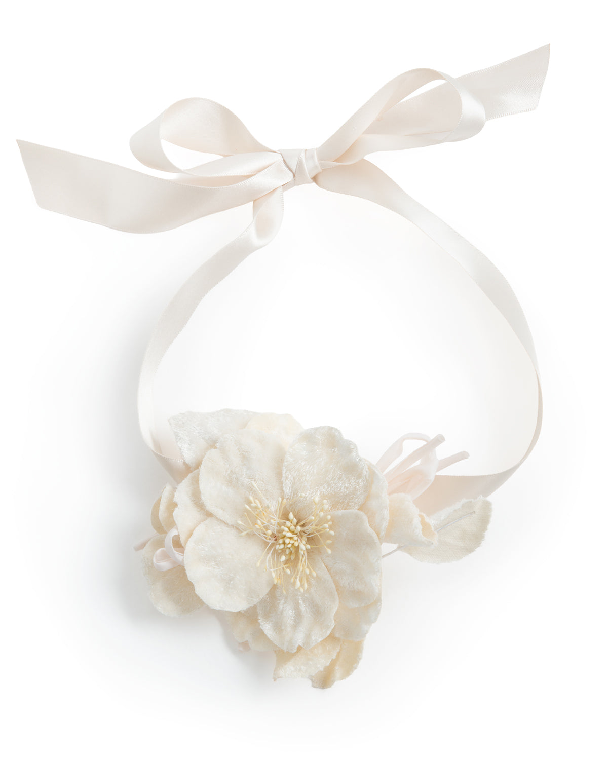 Linda Ivory Velvet Flower Choker