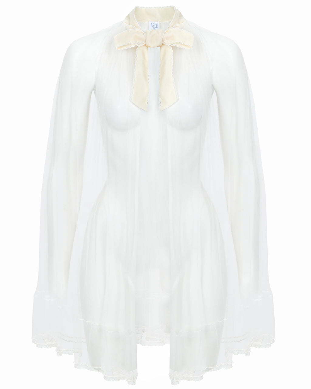 Anita Ivory Tulle Cape with Velvet Bow Tie