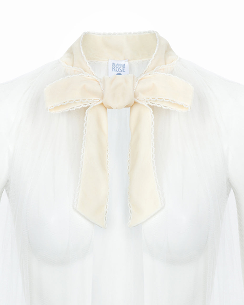 Anita Ivory Tulle Cape with Velvet Bow Tie