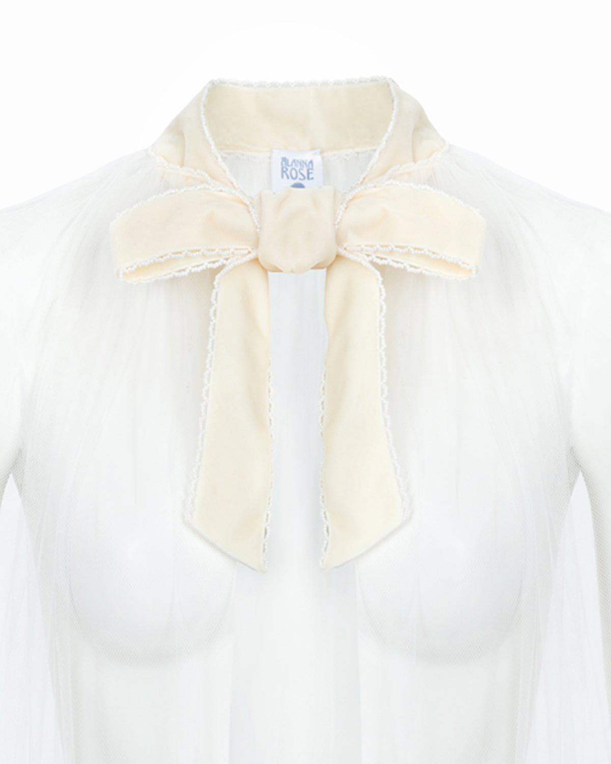 Anita Ivory Tulle Cape with Velvet Bow Tie