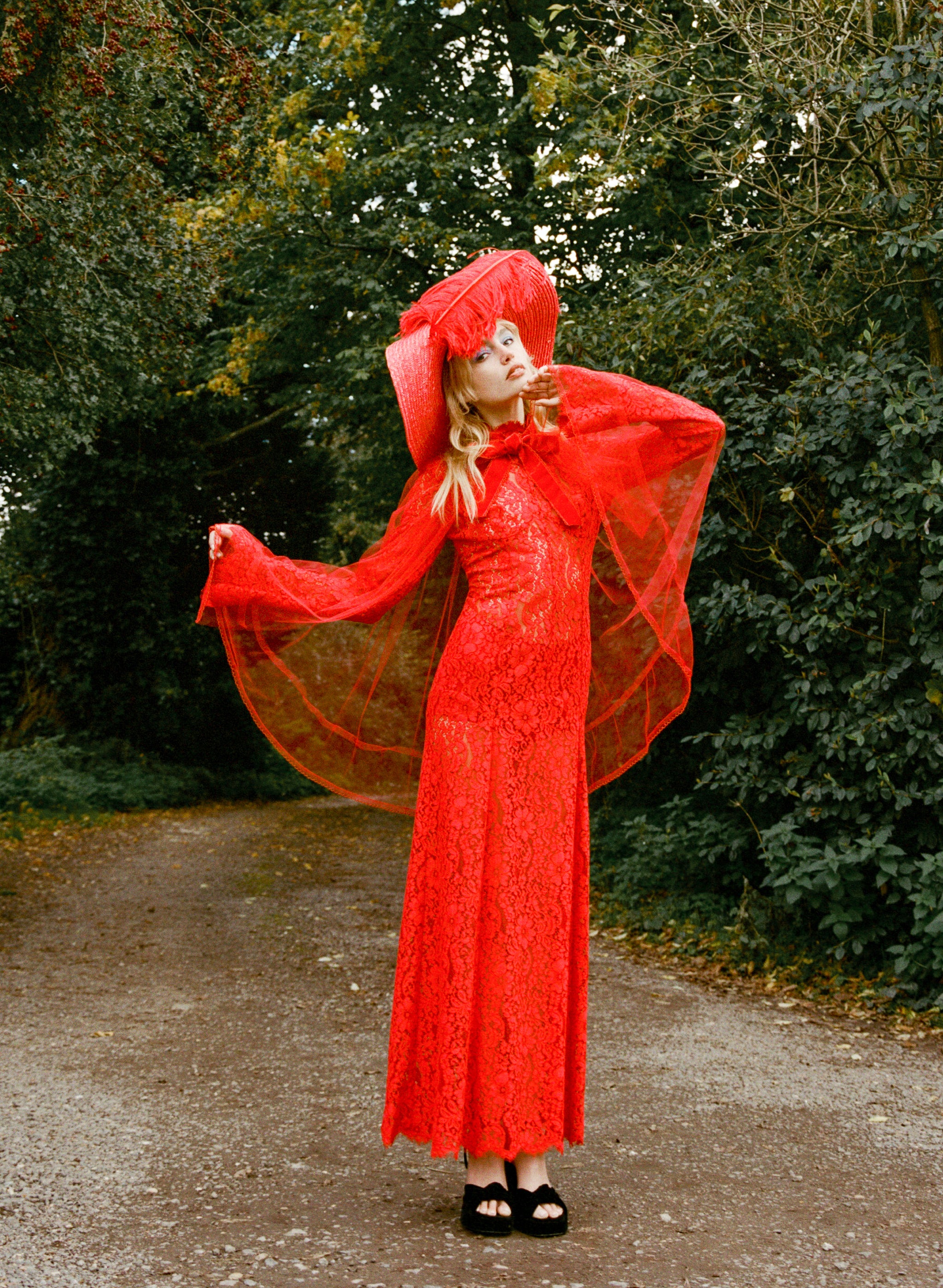 Nico Red Lace Panelled Dress