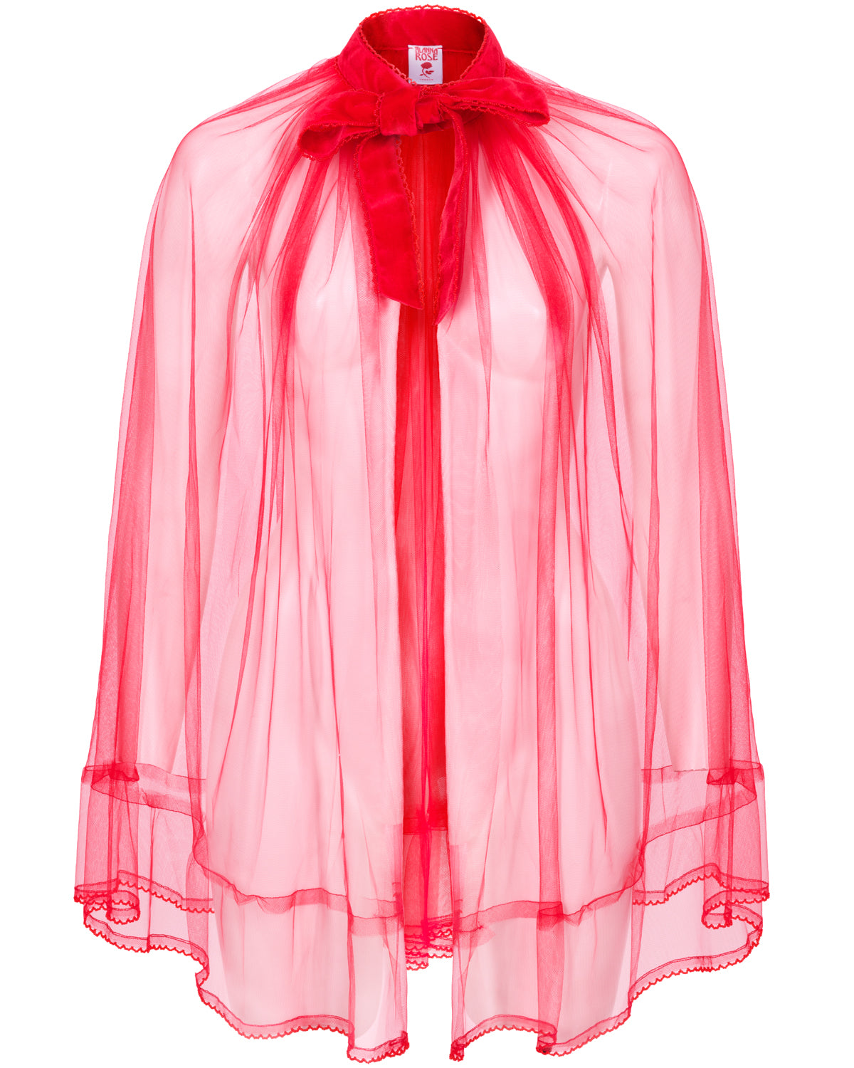 Anita Red Tulle Cape with Velvet Bow Tie